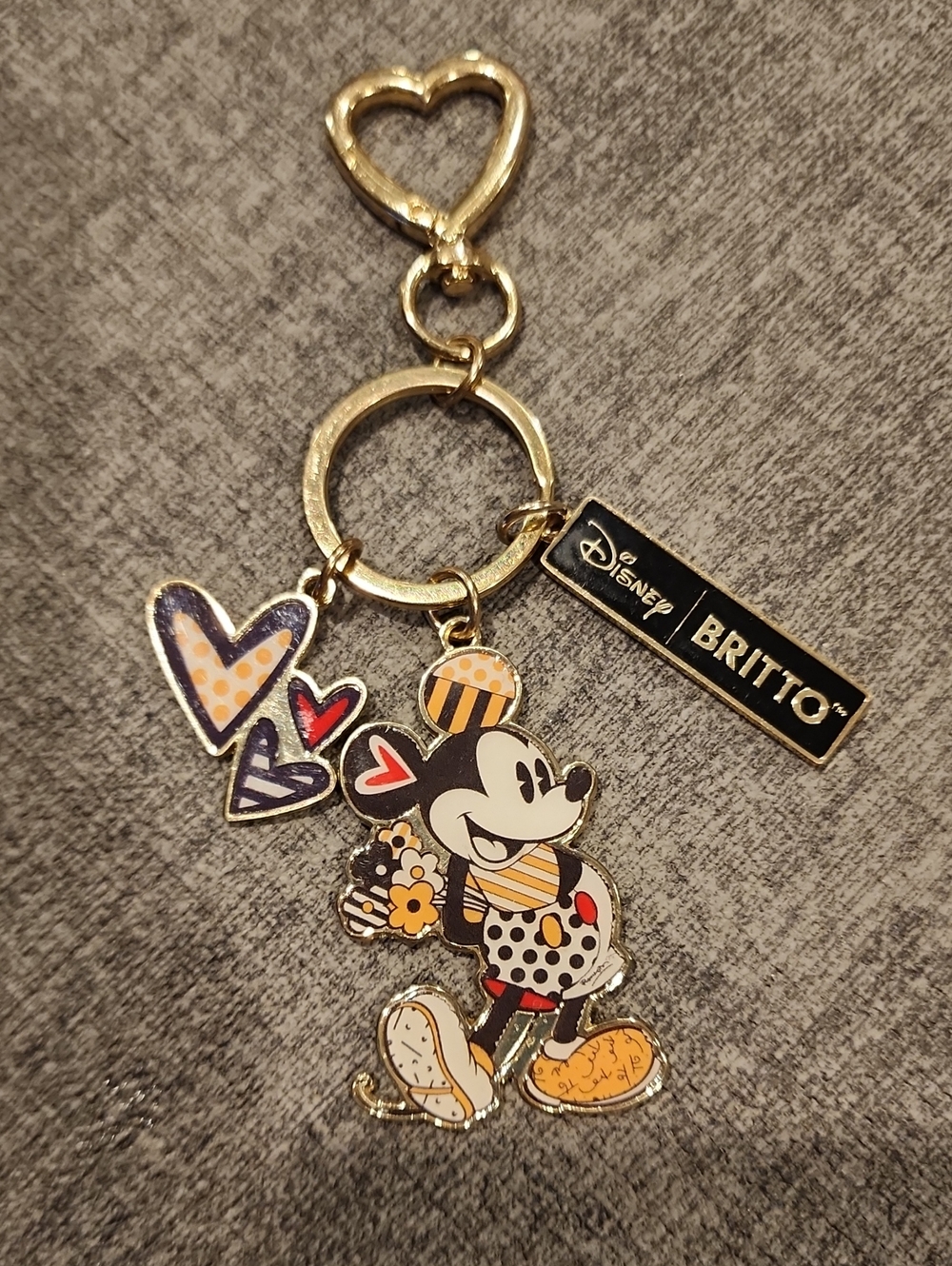 Disney BRITTO Multicolor Mickey Mouse Gold Tone Key & Card Holder Charm